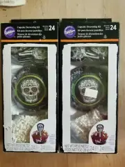 48 Sugar Skull Cupcake Decorating Kit Picks Baking Cups Bone Sprinkles Halloween