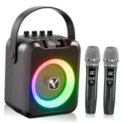 Portable Karaoke Machine with 2 Wireless Microphones for Adults &