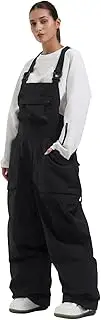 [GSOU SNOW] Womens Snow Bibs Ski Pants Baggy Adjustable Overalls Snowboarding Pants Waterproof Windproof Insulated Warm