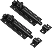 2 Set Door Lock Bolts Shed Door Tower Bolt Heavy Duty Black Door Bolt Latch Slide Barrel Door Bolt Security Lock Latch with Screws for Internal Door Shed Bathroom Toilet Shed (Black, 4inch)
