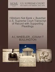 Hillsboro Nat Bank v. Buscher U.S. Supreme Court Transcript of Record with Supporting Pleadings
