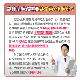 【毛孩時代】犬貓適用-化毛專科益生菌<30包/盒>貓狗化毛腸胃保健-專利益生菌+天然綜合酵素+洋車前子-官方直營