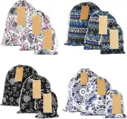 Reusable Cloth Gift Bags with Drawstring, S/M/L 12Pcs