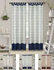 Country Farmhouse Plaid Tab Top Tattersall Window Curtains - Assorted Colors