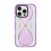 iPhone 16 Pro Impact Case Glitter case. Silver sand clock