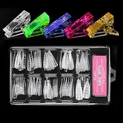 Daseeme 100Pcs Nail Tips with Scale + 5 Colors Nail Clips for Nail Exion Home Salon Mani Use
