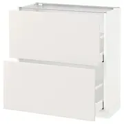 METOD base cabinet with 2 drawers, white Maximera/Veddinge white, 80x37x80 cm