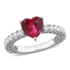 Amour Silver Created Ruby & Created White Sapphire Heart Solitaire Ring