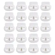 0.8x0.9" Cord Locks, 100 Pack Double Hole Spring End Toggle Stopper, White