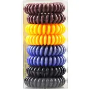8x Indulge Hair Elastic Ties Bands Spiral Assorted Colours In Display Box