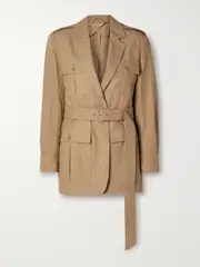 [Max Mara] Max Mara - Pacos Belted Cotton-canvas Jacket - Bronze - UK 18 UK 18 Metallic