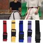 Women Men Outdoors Nylon Canvas Adjustable Plastic Buckle Waist Belt Band Acc