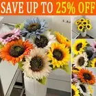 1-6X Artificial Single Sunflower Long Stem Silk Flowers Fake Bouquet Party Large
