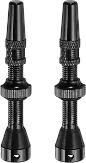 uxcell 2pcs Tubeless Valve Stems 44mm Aluminum Alloy Tubeless Valve Removal Caps with 4 Hole Super Light No Leak Durable Fit Most Bicycle Tubeless Rims, Black