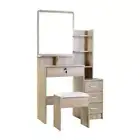 Dressing Table Mirror Stool Set Vanity Makeup Desk Drawer Oak