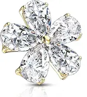 [FIFTH CUE] 14G FifthCue Five Pear CZ Flower 316L Surgical Steel Internally Threaded Dermal Anchor Top - Choose Color