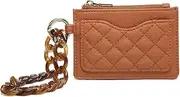 [JEN & CO.] Rhodes Quilted Bangle Wristlet - Vegan Leather Small Coin Purse Wallet, Women's Credit Card Holder Case, Brown, Rhodes Quilted Bangle