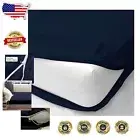 Soft Microfiber Zipper Fitted Sheet - Navy Blue, Extra Deep Pocket King Size