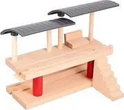 Vaguelly Wooden Train Building Accessories Double-Deck Station Platform Model for Children's Imaginative Play