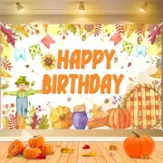 Fall Happy Birthday Banner Decorations Large Watercolor Pumpkin Maple Leaves Bir