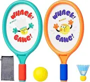 mivceklw Kids Badminton Rackets, Youth Sports Set, Outdoor Game Gear, Lightweight Frame, Soft Non-Slip Grip, Made with Sturdy, Drop-Resistant ABS Material, 16.54 x 8.66 inches