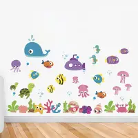 在飛比找Yahoo!奇摩拍賣優惠-可超取！海底世界壁貼 海洋卡通動物海豚壁貼 兒童房裝飾壁貼 