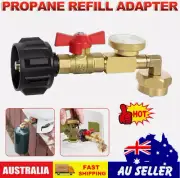 Propane Refill Adapter 20lb to 1lb Converter 90° Elbow With Gauge Control Valve