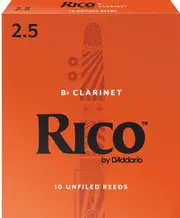 Rico Bb Clarinet Reeds, Strength 2.5, 10-pack