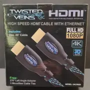 Twisted Veins High Speed HDMI Cable With Ethernet 2 Pack 20' Cables