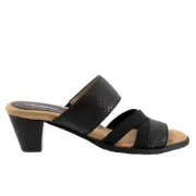 Trotters Maxine T2207-009 Womens Black Extra Wide Heeled Sandals Shoes 10
