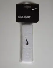 NIKE Unisex 2" Wide Swoosh Headband White with Black Logo Size OSFM
