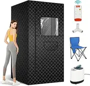 Portable Steam Sauna Tent, Personal Sauna Tent for Home Spa, Full Body Home Sauna Box with 2.6L Steamer, Remote Control, Foldable Chair, for Indoor and Outdoor Use, 80x 80x180cm