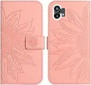 Compatible with Nothing Phone (1) 5G Cover,Compatible with Nothing Phone (1) 5G Flip Kickstand Card Slots Magnetic Closure Phone Case Pink