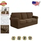Modern Checkered 7-Piece Slipcover Set for Large Sofas & Loveseats, Coffee