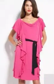 DIANE von FURSTENBERG HAZELLE PINK RUFFLE DRESS - US 6 - UK 10