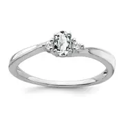 14k White Gold Topaz and Real Diamond Ring
