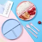 3 Grids Round Divided Plate Reusable Compartment Plate Food Tray Snack