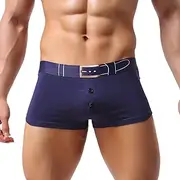 [Generic] Men Underwear Boxers Male Casual Breathable Underwear Pant Cotton Belt Print Button Knickers Comfortable Boxer Butt for You Underwear for Men