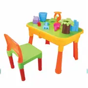 Gem Toys Kids Desk & Beach Water Table w/ Chair/Sandpit Moulds/Scooper/Bucket