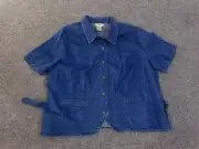 Talbots top 20W Blue denim button up womens cotton classic