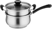 [Generic] Stainless Steel Pot with Steamer Insert Glass Vented Lid Set Safe and Durable