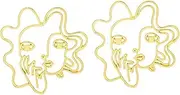 [OATIPHO] Unique 1 Pair Women's Earrings Exaggerated Human Face Clip-on Studs Funny Style Eardrops Fashion and Trendy