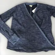 Abercrombie & Fitch Faux Wrap Sweater Blue & Metallic Silver Size S NWT