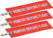 [Generic] Keychain Luggage Tag Rings Clasp Clips Claw Hook Chain Making Metal Hardware Kit Car Bags Organizer Backpack Pocket Black THE KEY TO HAPPINESS Red REMOVE BEFORE FLIGHT