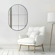 Black Oval Mirror Aluminium Alloy Frame 60x80cm Modern Minimalist Design Bedroom Bathroom Entryway Home Décor Durable Sleek Finish