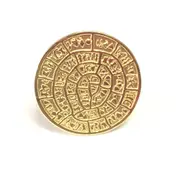 Greek Phaistos Disc Ring In 18k Gold Overlay Sterling Silver