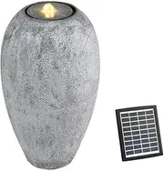 Gardeon Solar Fountain Water Feature Outdoor Fountain LED Lights Cylinder Beige