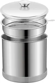 1.2L Bacon Grease Saver Container with Fine Mesh 1.2L, Silver