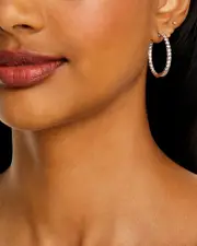 Bloomingdale's Fine Collection Certified Diamond Inside Out Hoop Earrings in 14K White Gold, 3.00 tcw