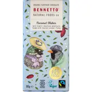 Bennetto Organic Dark Chocolate Coconut flakes 80g (Pack of 12)